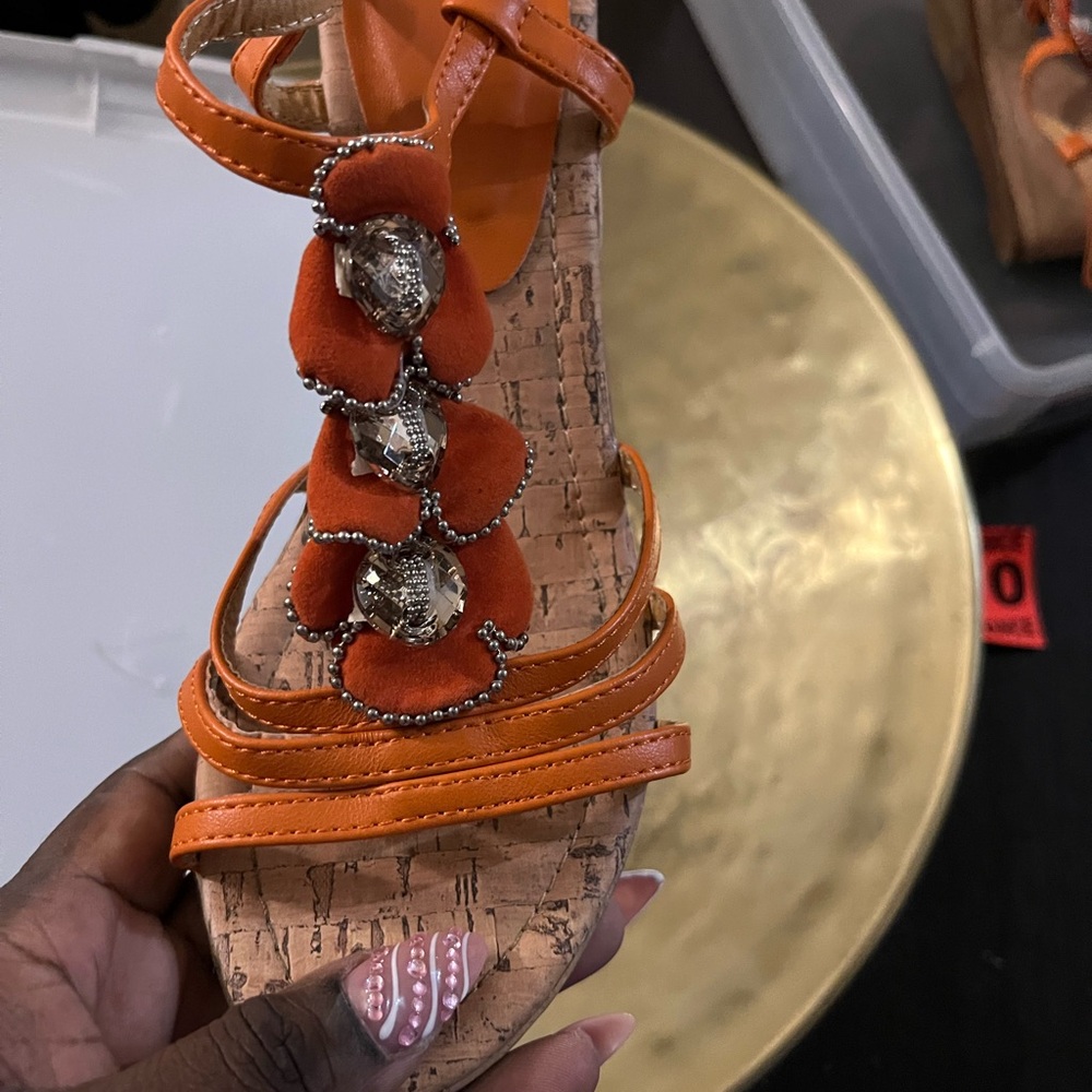 Orange Beaded Women's Sandals